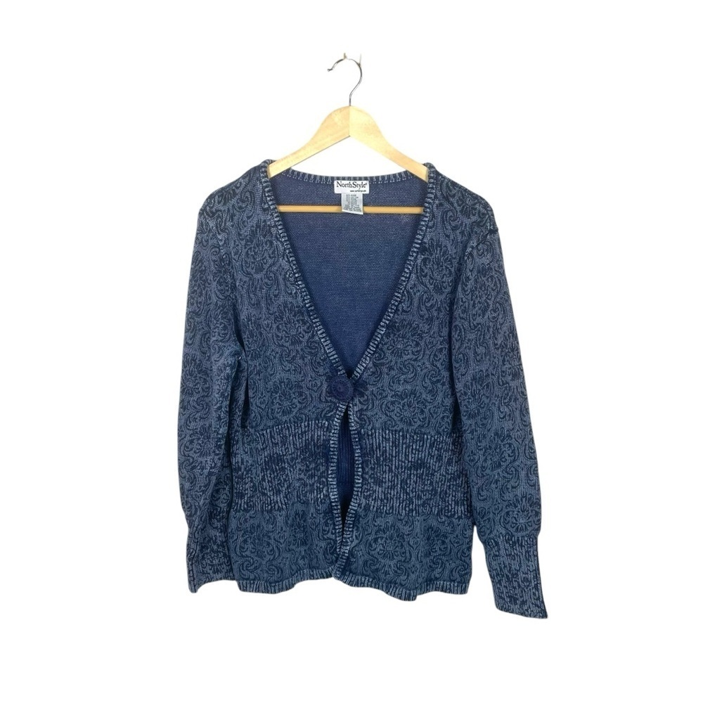 VINTAGE NorthStyle Women’s Chunky Button Cardigan in Blue Size XL